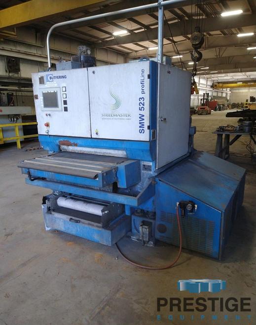 Steelmaster Profiline SMW 523, 37" Belt, (1) Abrasive Head, (7) Brush Heads, Machine Rebuilt, PLC Control, 2009, #31776
