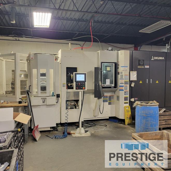 Okuma MB4000H CNC 4-Axis, X/Y-22.05, (6) Sta. APC w/ 15.7" Pallets, OSP-P300MA, 64 ATC, 15,000 RPM, Probes, 2017, #43982