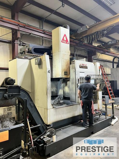 You Ji 1000 ATC VTL 40" CNC, 4-Jaw Chuck, 54" Swing, 43" Turning Diameter, 60 HP, Fanuc 0i CNC, 2009, #43100