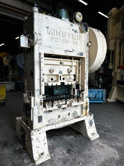 60 Ton Minster SSDC Press, Model P2-60-36, S/N 11762, 3" Stroke, 0-250 SPM, 3.125" Slide Adj, 13.5" SH, STK# 1624"