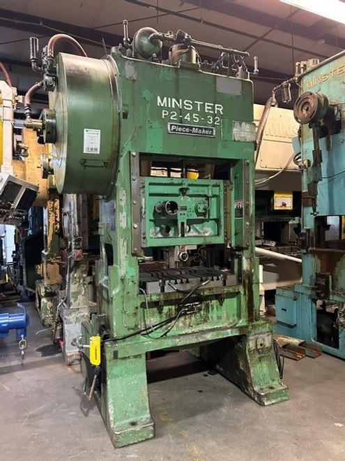 45 Ton Minster SSDC Press, Model P2-45-32, S/N 18030, 3" Stroke, 0-250 SPM, 3" Slide Adj, STK# 1687