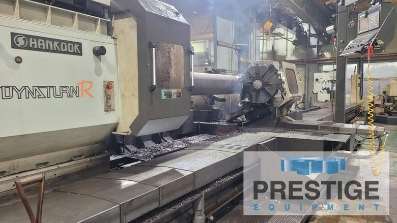 Hankook Dynaturn, 62" Swing, 472" C.C, 500 RPM, 3 Hyd. Steady Rests, Hyd. Follow Rest, Fanuc 32i-A, 60 HP, 2015, #43366