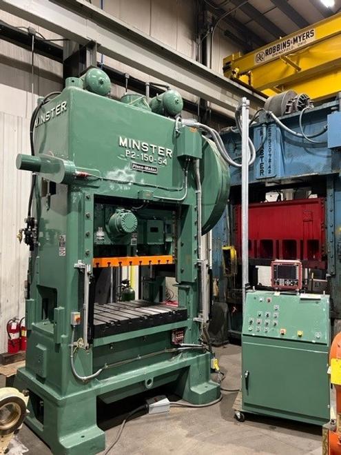 Remanufactured Minster 150 Ton Press, Model P2-150-54 Piecemaker, SN 17810, 6" Stroke, 0-90 SPM, 4" Slide Adj, STK# 1516