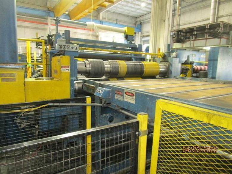72" x .187" x 50,000# Chicago Triple Injector Head Loop Slitting Line with Braner Banding Line
