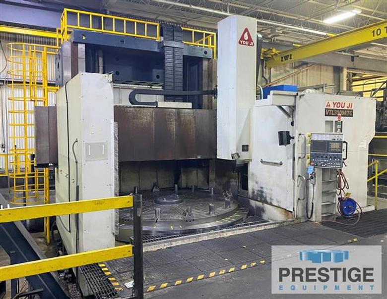 118" You Ji VTL3000ATC, 16 ATC, 141.7" Swing, 1-120 RPM, Chip Conveyor, 100 HP, Fanuc 18T CNC, 2008, #32207