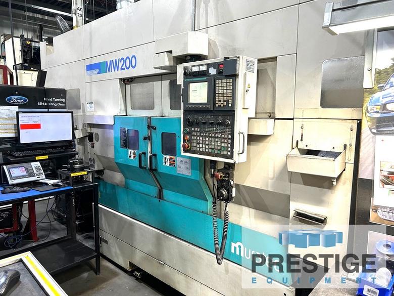 Muratec MW200 Twin Spindles, (2) 10 Station Turrets, Fanuc CNC, 17.32" Swing, 3,500 RPM, 30 HP, #43849