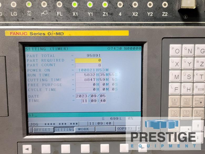 Feeler VMP-1100 4-Axis, X-43", Y-24", Z-23", 10k RPM, 23" x 47" Tbl, 4th Axis R.Tab, Fanuc 0i-MD CNC, #32911