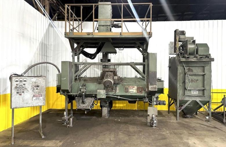 3" BCP MODEL #A4-7620 3-WHEEL COIL BAR PASS -THROUGH BLAST MACHINE, RECLAIM & DUST COLLECTOR: STOCK #20000