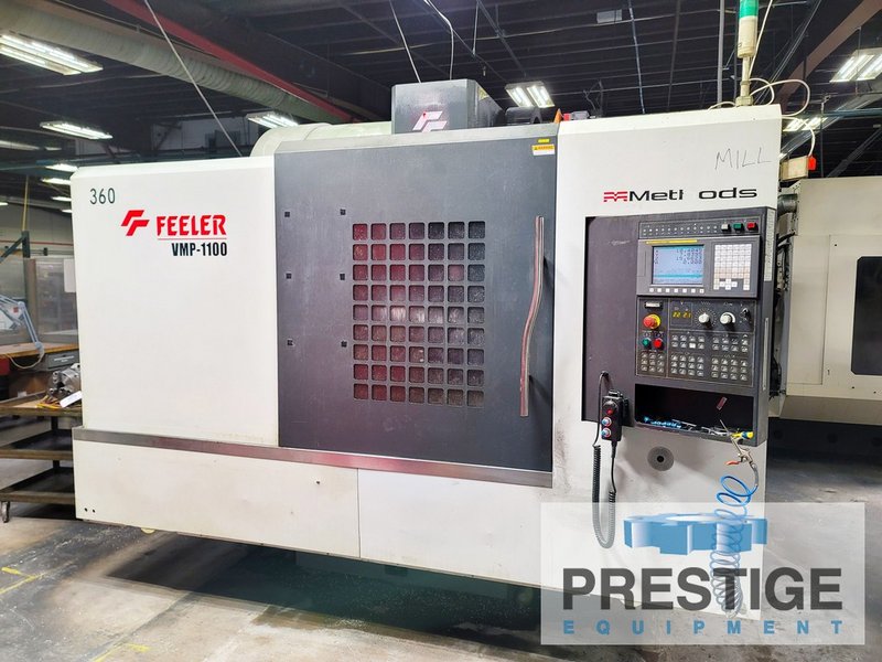 Feeler VMP-1100 4-Axis, X-43", Y-24", Z-23", 10k RPM, 23" x 47" Tbl, 4th Axis R.Tab, Fanuc 0i-MD CNC, #32911