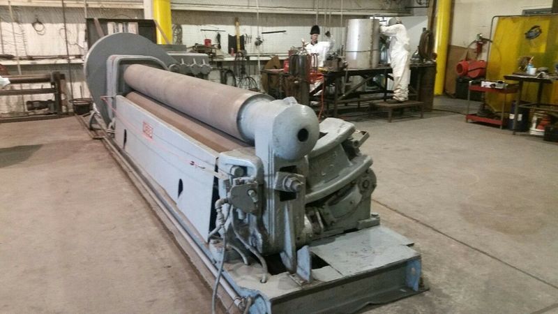 1952 WEBB Roll 9L 1312 12.2' x 1/2" Initial Pinch Plate Bending 3 Roll 25HP WITH 25 HP Motor and the Control System is a variable frequency drive DC controller. Under Power and Running