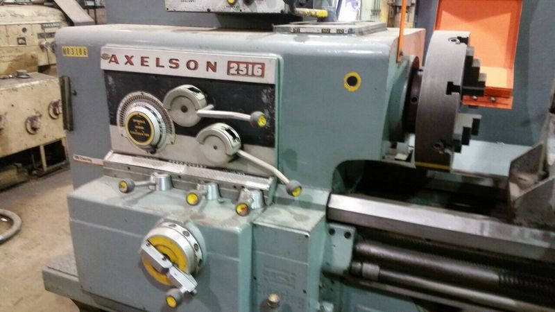 AXELSON 2516 Engine Lathe 3" BORE Swing 28" Centers 120" 18" CHUCK 2 STEADY RESTS