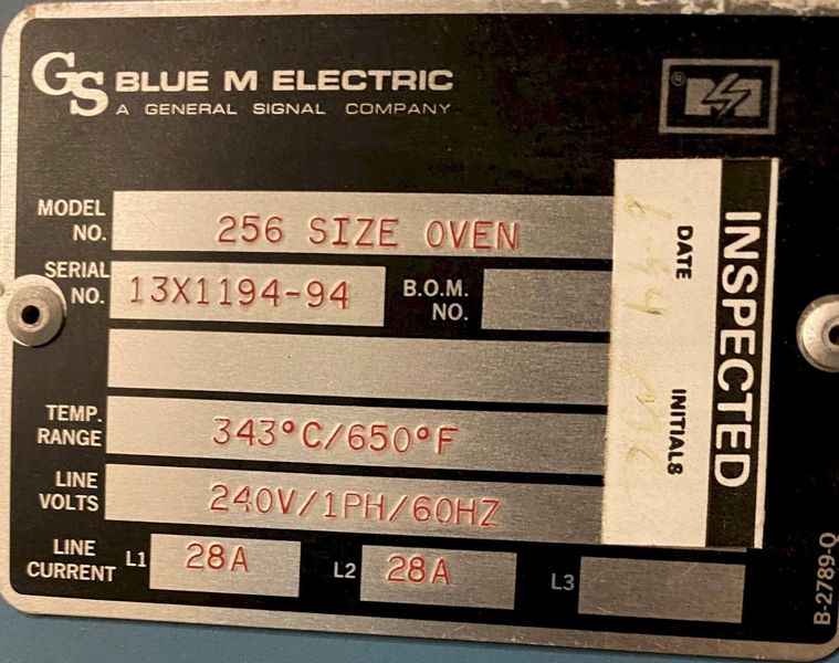 BLUE M MODEL #256 ELECTRIC OVEN: STOCK #73763