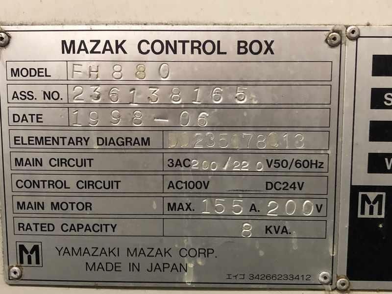 MAZAK MODEL #FH880 HORIZONTAL MACHINING CENTER: STOCK # 71725