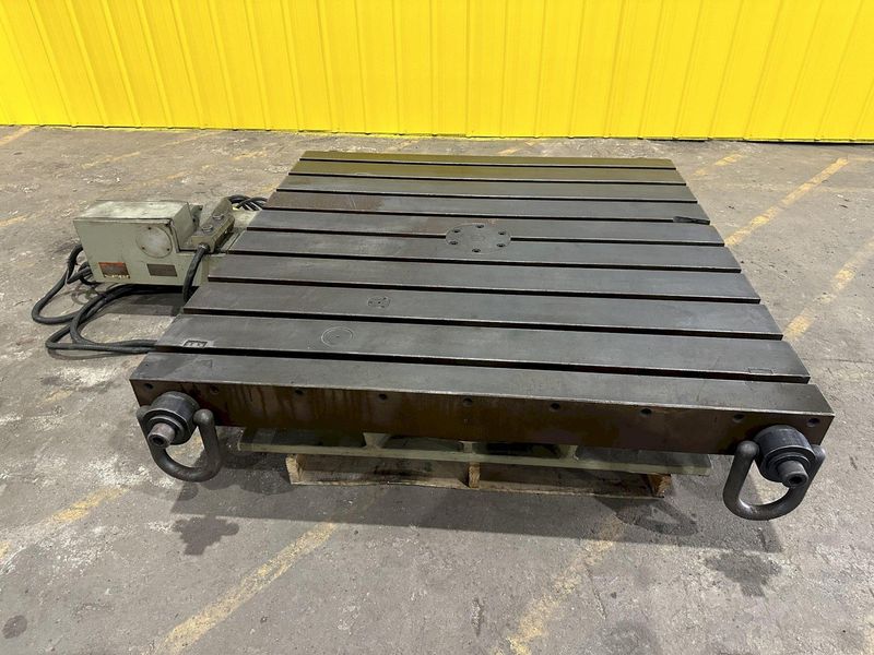60" X 60" SHIBAURA MODEL #BFT-13CW2 T-SLOTTED ELECTRIC POWERED ROTARY TABLE: STOCK #19526