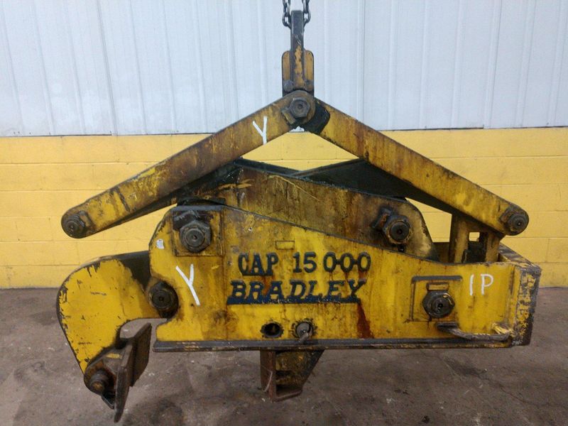 15,000 LB 7.5 TON BRADLEY SINGLE RIM VERTICAL COIL LIFTING TONG SCISSOR TYPE COIL LIFT: STOCK #1