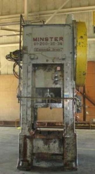 200 TON MINSTER MODEL #S1-200-30-36 SSSC PRESS, 10" STROKE : STOCK #10263