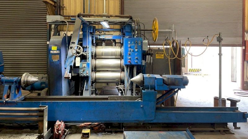 24" X 10" FARREL 4-ROLL "INVERTED L" RUBBER CALENDER ROLLING MILL WITH PAYOFF: STOCK #17226