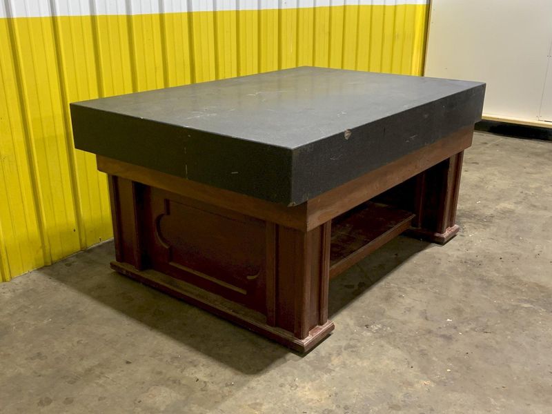6' X 4' X 8.5" BLACK GRANITE PRECISION LAYOUT SURFACE PLATE WITH STAND: STOCK 16236