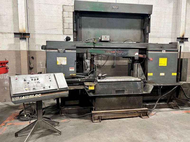 USED HEM DUAL POST SEMI-AUTOMATIC HORIZONTAL BANDSAW , Model WF140HM-DC, 20” x 44”, Stock No. 10