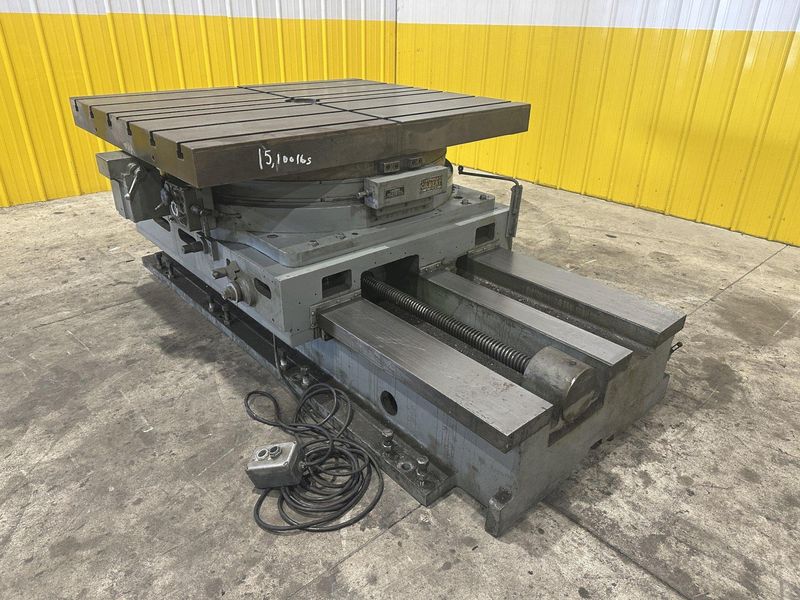 50" X 60" CINCINNATI BICKFORD CROSS SLIDING ROTARTY T-SLOT  MOTORIZED MILL TABLE: STOCK #22529