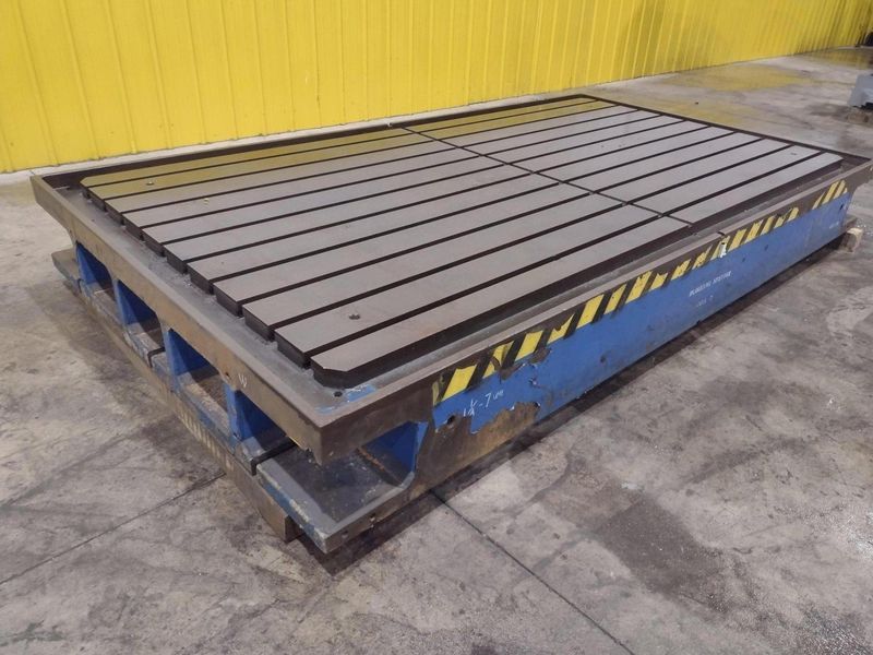 129" X 72" X 14" HIGH T-SLOTTED LAYOUT TABLE / BOLSTER PLATE: STOCK #22373
