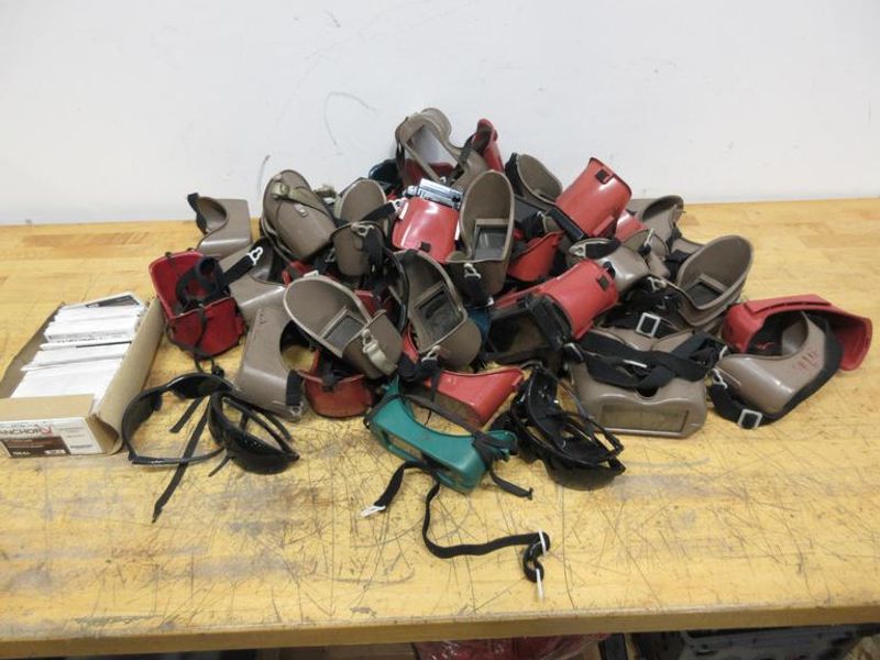 Welding/Grinding Goggles, Dozens of Pairs with Box of Replacement Lenses- Auction Item