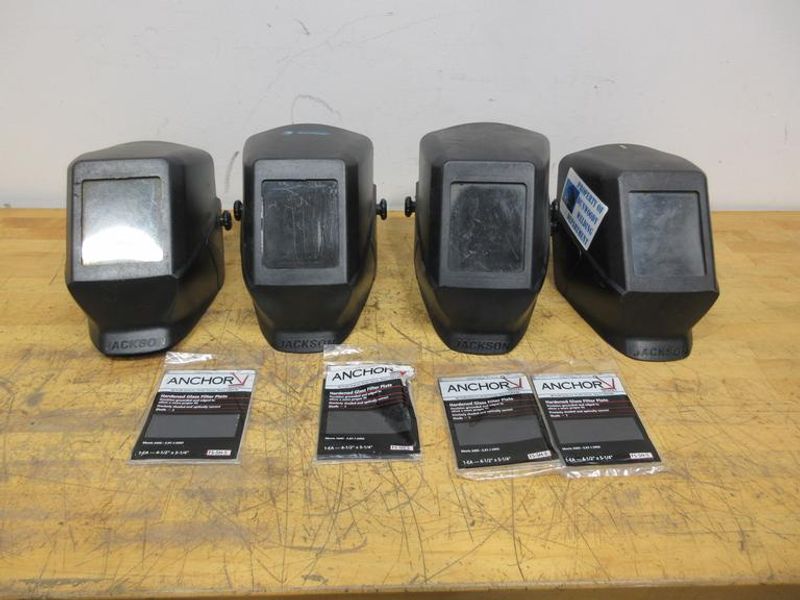 Jackson Safety Welding Helmets, (4pcs) Fixed Shade with New Hardened Glass Filler Plates- Auction Item