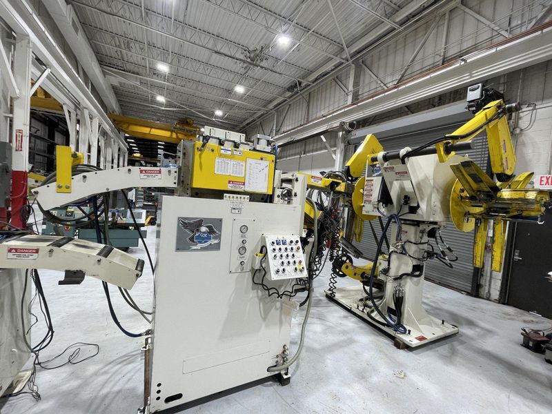 6,000 x 12" Coe Press Equipment High Strength Steel Coil Feed Line with Double End Reel, Powered