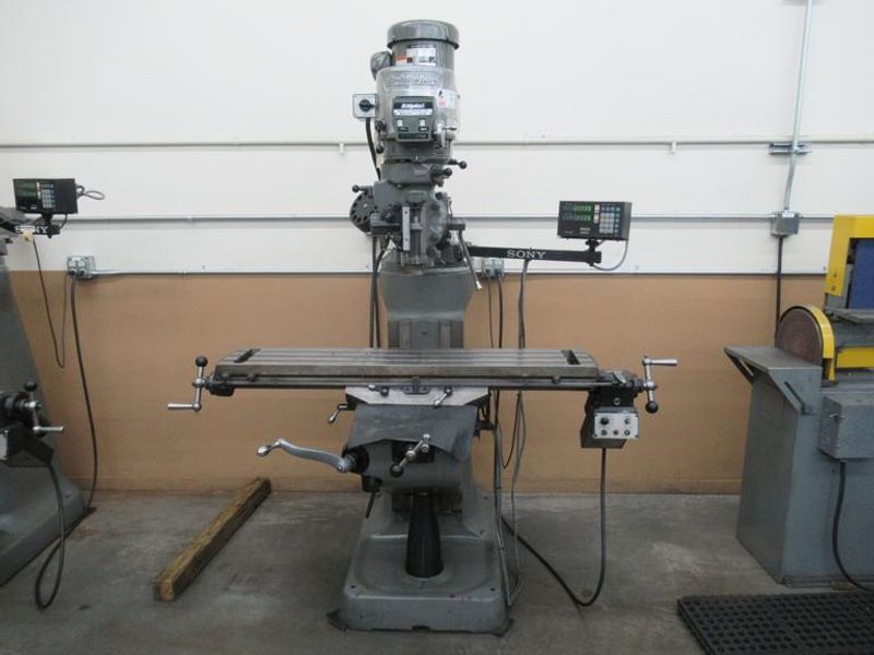 Bridgeport Series I-2HP Vertical Knee Mill, Sony Millman 2-Axis DRO, 9"x 48" Table, X-Axis Power Feed, Power Quill Feed, Chrome Ways- Auction Item