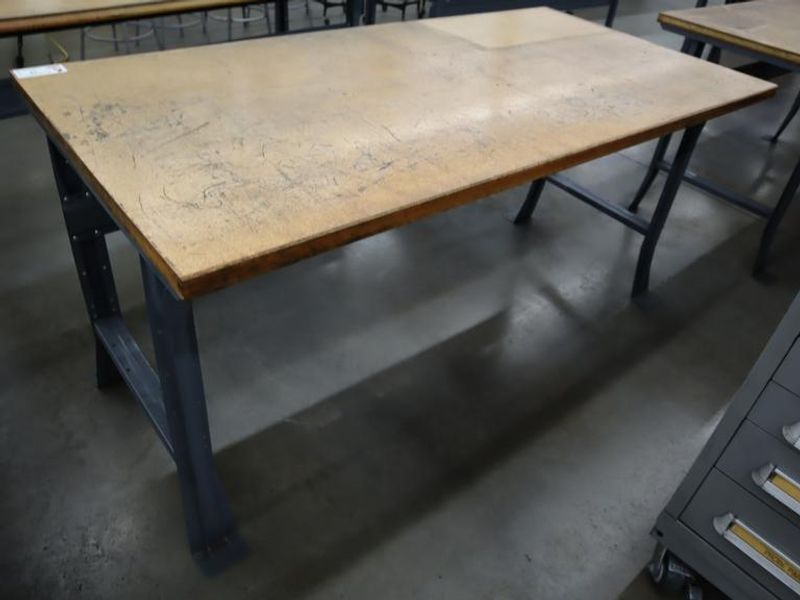 Work Bench, Wood Top, Metal Legs- Auction Item