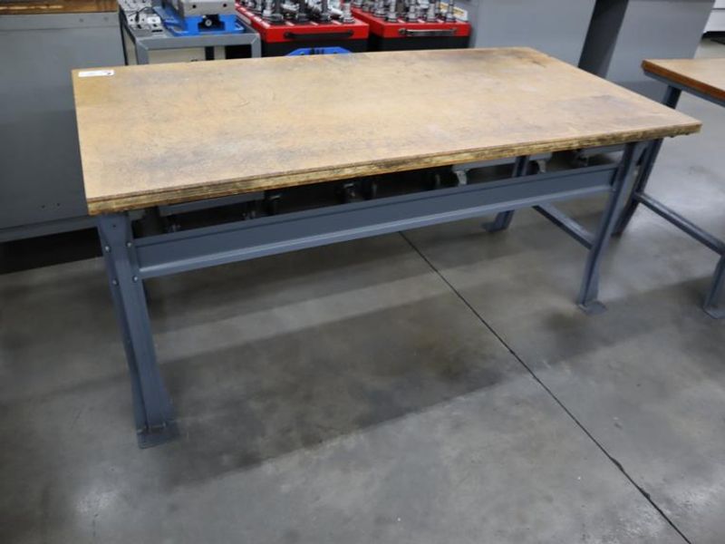 Work Bench, Wood Top, Metal Legs- Auction Item