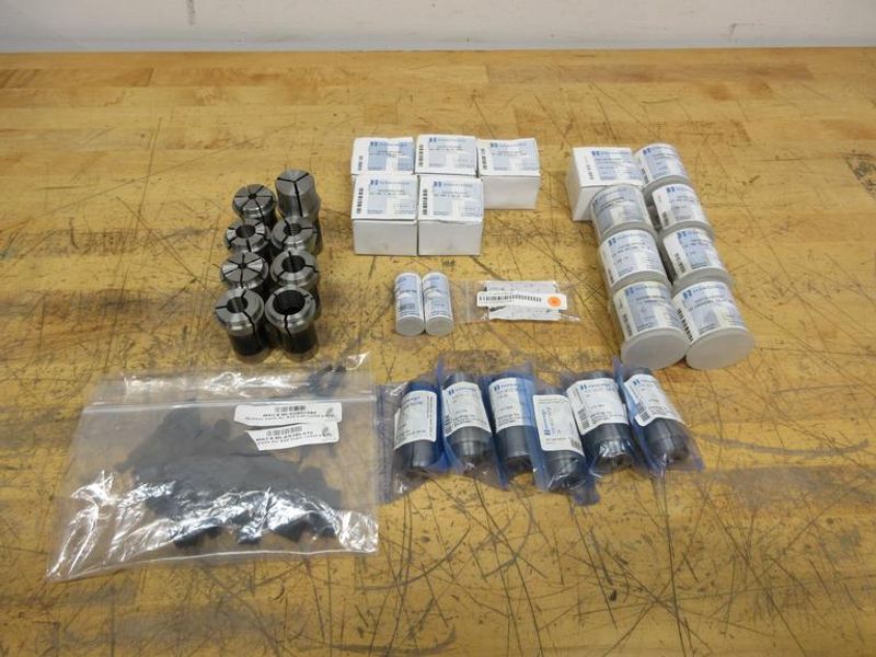 Hardinge Collets, (8) 0166 Precision Swiss Collets, (5) S22 Collet Pads, (8) S16 Collet Pads, (6) TF 25 Collets and More ***Most New In Packages***- Auction Item