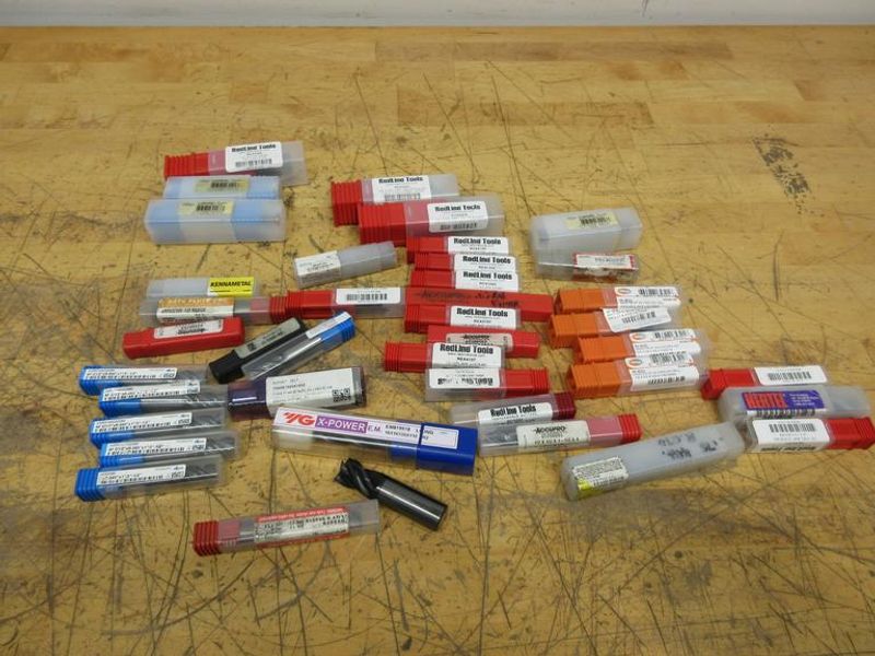 Solid Carbide End Mills Assorted Brands, Dozens of Pieces, Most New In Package, 1/2" and Larger- Auction Item