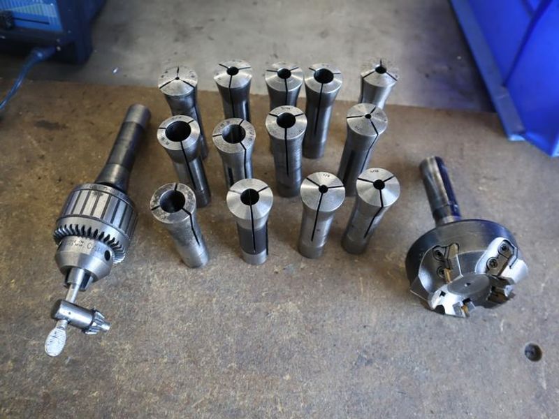 R8 Collets with Jacobs 0-1/2" Drill Chuck and Insert Cutter- Auction Item