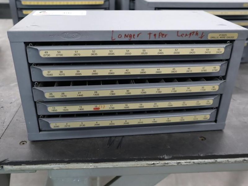 Huot Drill Index, Wire Gauge Drills, 5 Drawer- Auction Item
