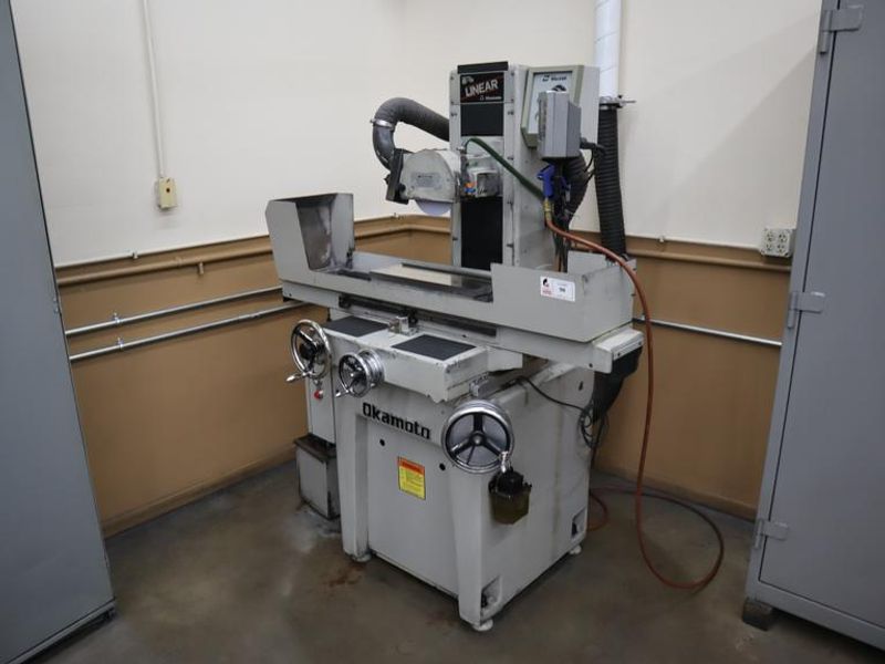 Okamoto Linear 618 Hand Feed Surface Grinder, 6" x 18", Heidenhain 2-Axis DRO, EM Chuck, Coolant- Auction Item