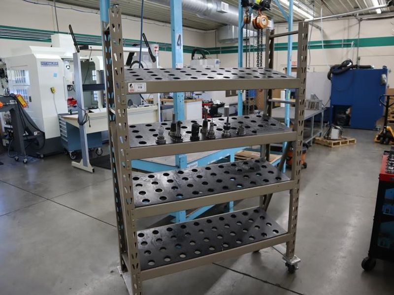 CT40 Taper Tool Rack Cart (Portable) (4) Shelves - 140 Tool Holder Stations with Assorted CT40 Taper Tool Holders- Auction Item