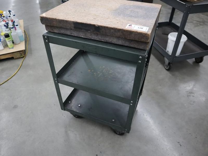 Starrett Granite Surface Plate, Pink, 2-Ledge, with Stand - 24"  18" x 4"- Auction Item