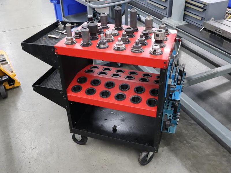 Huot 40 Taper Tool Scoot with (24) CT40 Tool Holders, Step Clamps- Auction Item