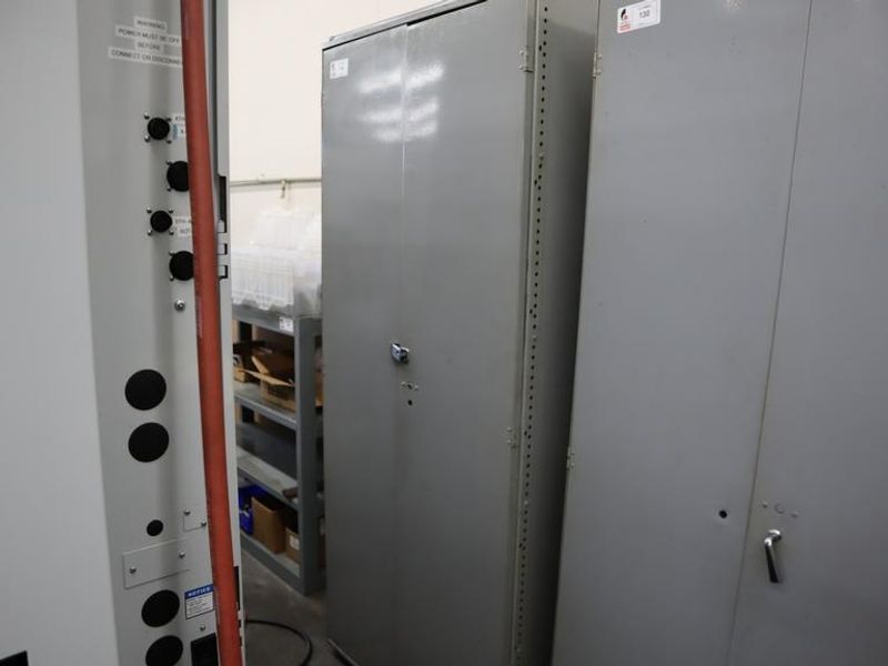 Metal Cabinet, 2 Door, 4 Adjustable Shelves with 3 Angle Plates and Contents- Auction Item