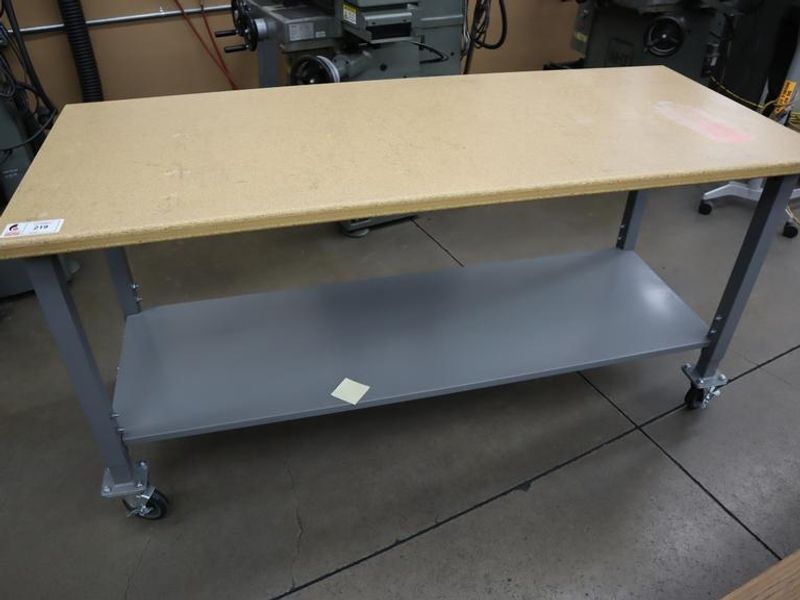 Portable Work Bench, Wood Surface, Lower Shelf, Heavy Duty Casters- Auction Item