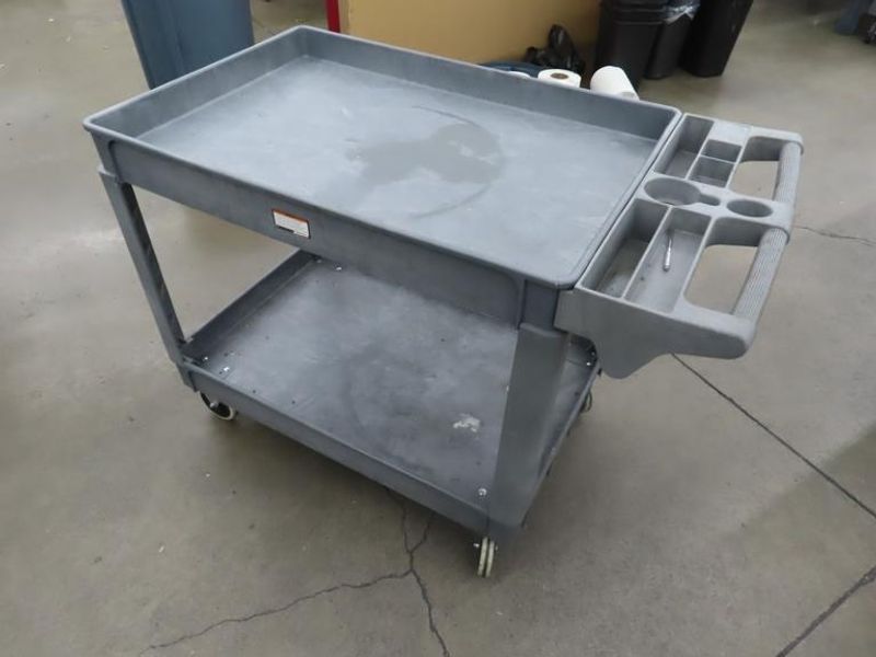 Rolling Cart Portable on Casters w Tray and Cup Holders- Auction Item