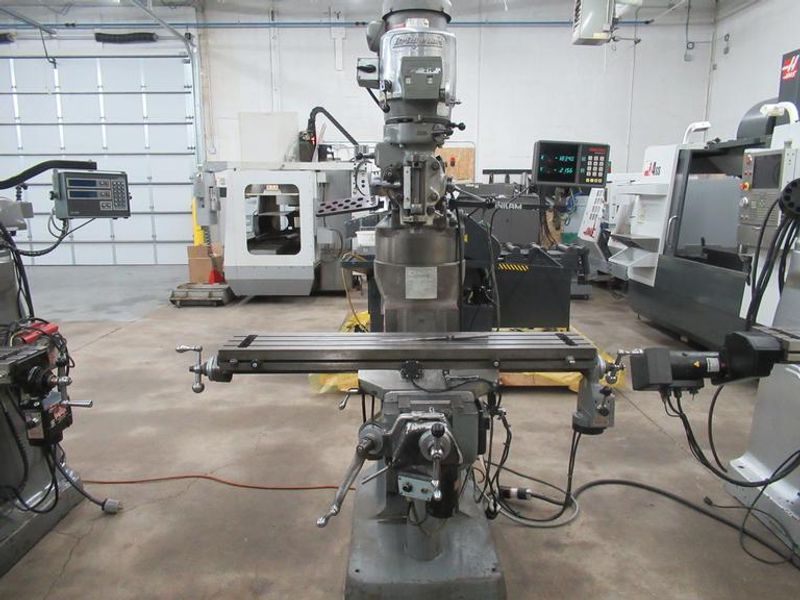 Bridgeport Series I-2HP Vertical Knee Mill, 2-Axis DRO, 9" x 48" Table, Power Table Feed