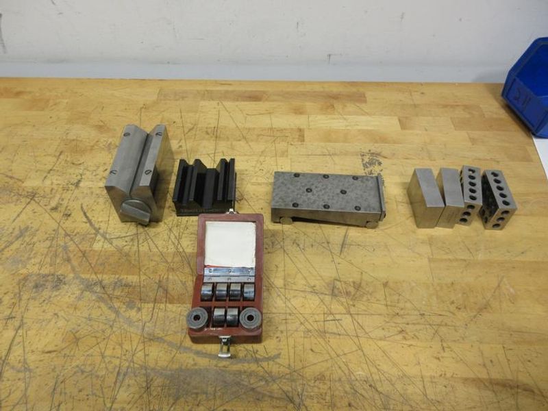 Precision Ground Setup Blocks & Gauges, 1-2-3 Blocks, Magnetic & Standard V Block, Sine Bar 6"x3", 1" Gauge Ring Set- Auction Item