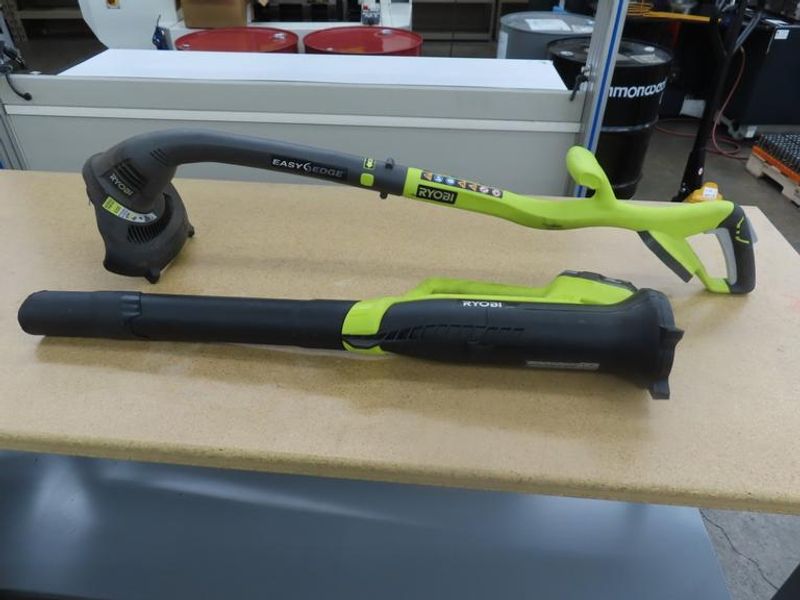 Ryobi Easy Edge 18 V Cordless Trimmer And Ryobi Cordless Floor Sweeper w Battery & Charger- Auction Item