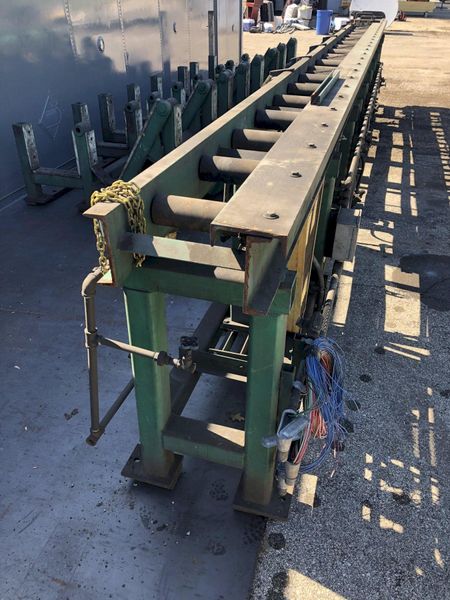 20' SUTTON POWERED INFEED & OUTFEED CONVEYORS / RACKS: STOCK #16743