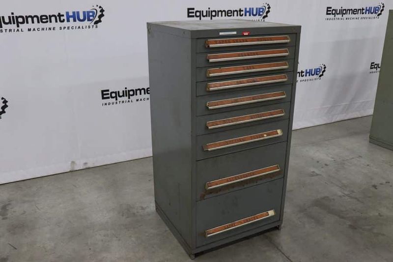 9-Drawer Industrial Storage Cabinet, Stanley Vidmar Style, 30″ W x 27-3/4″ D x 59″ H