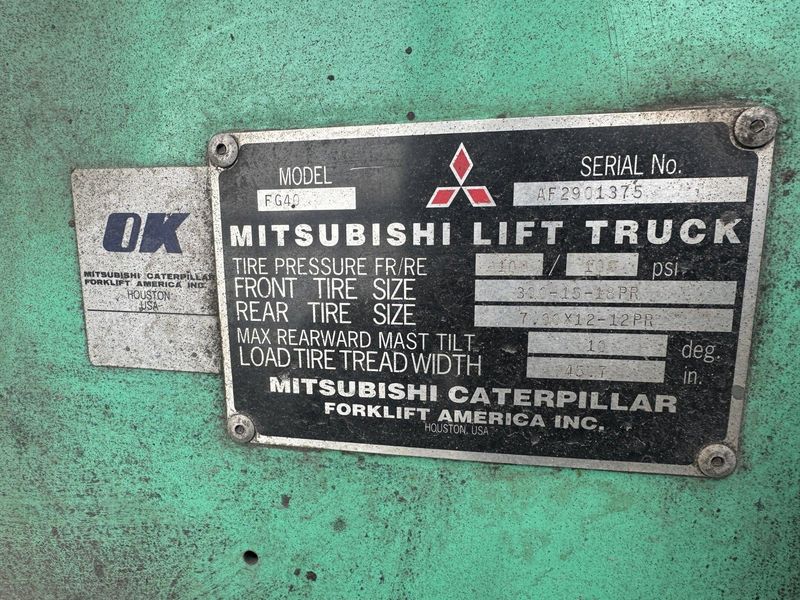 9000 LBS MITSUBISHI PNEUMATIC TIRE FORKLIFT : STOCK #77764