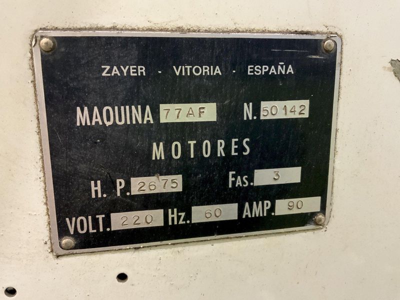 ZAYER MODEL 77AF UNIVERSAL MILL: STOCK #79850