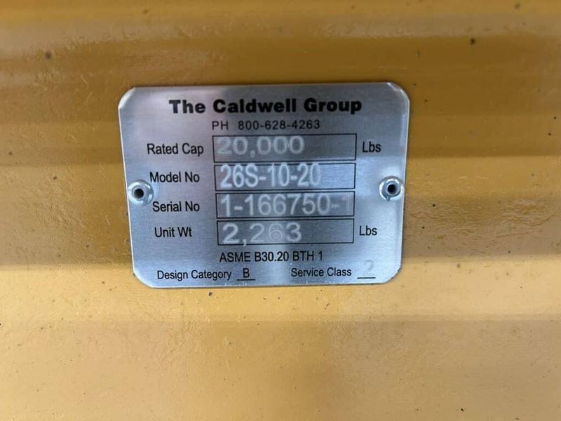 Caldwell 26S-10-20 10 Ton x 20′ Load Leveler Lifting Beam Spreader Bar